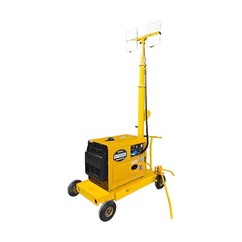Wacker type lifting mobile lighting tower