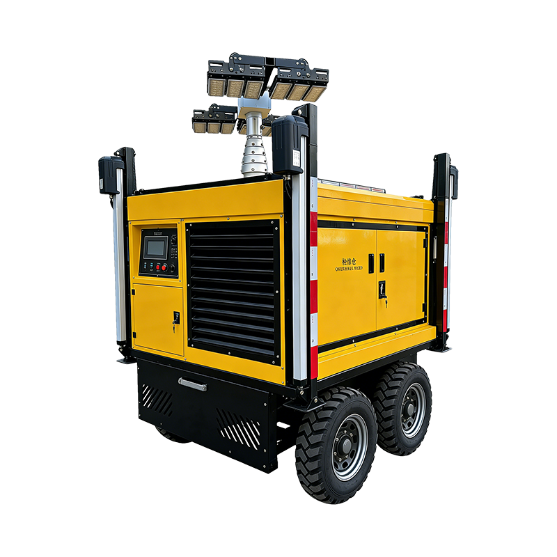 Self-loading mobile lifting light tower